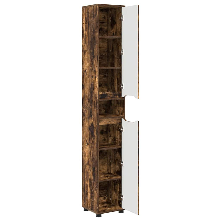 Badkamer Kast Gerookt eiken 30,5 x 30 x 195 cm Bewerkt hout