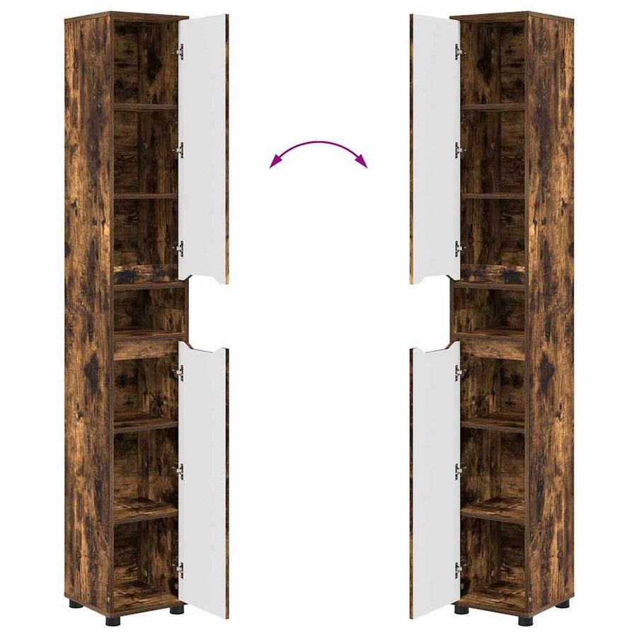 Badkamer Kast Gerookt eiken 30,5 x 30 x 195 cm Bewerkt hout