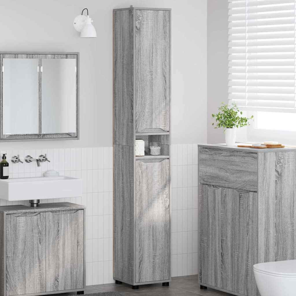 Badkamer Kast Grijs Sonoma 30,5 x 30 x 195 cm Bewerkt hout