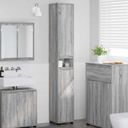Badkamerkast 30,5x30x195 cm grijs bewerkt hout