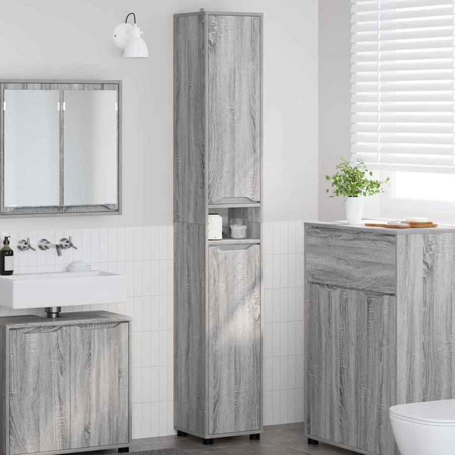 Badkamer Kast Grijs Sonoma 30,5 x 30 x 195 cm Bewerkt hout
