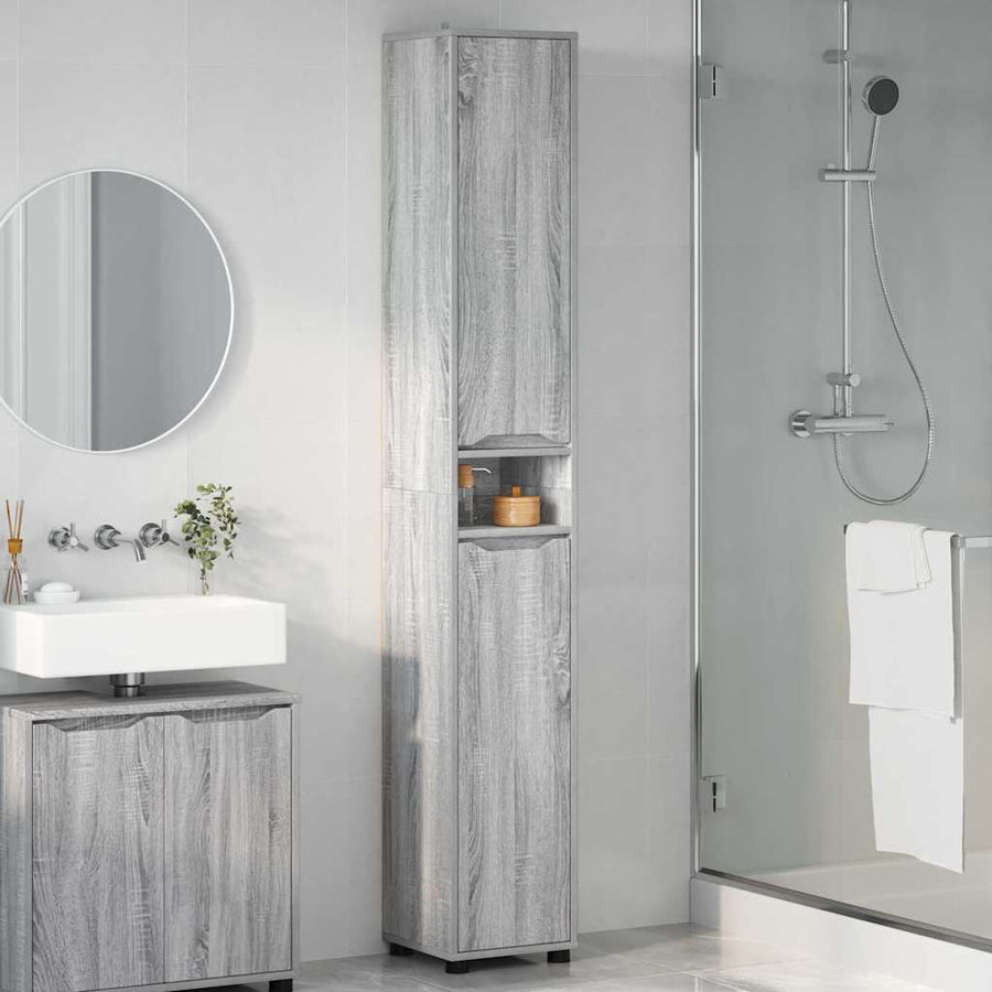 Badkamer Kast Grijs Sonoma 30,5 x 30 x 195 cm Bewerkt hout