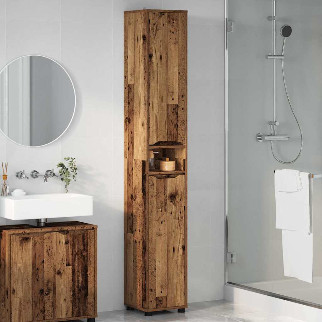 Badkamer Kast Oud Hout 30,5 x 30 x 195 cm Bewerkt hout