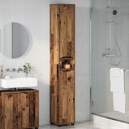 Badkamer Kast Oud Hout 30,5 x 30 x 195 cm Bewerkt hout