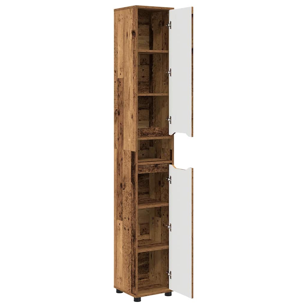 Badkamer Kast Oud Hout 30,5 x 30 x 195 cm Bewerkt hout