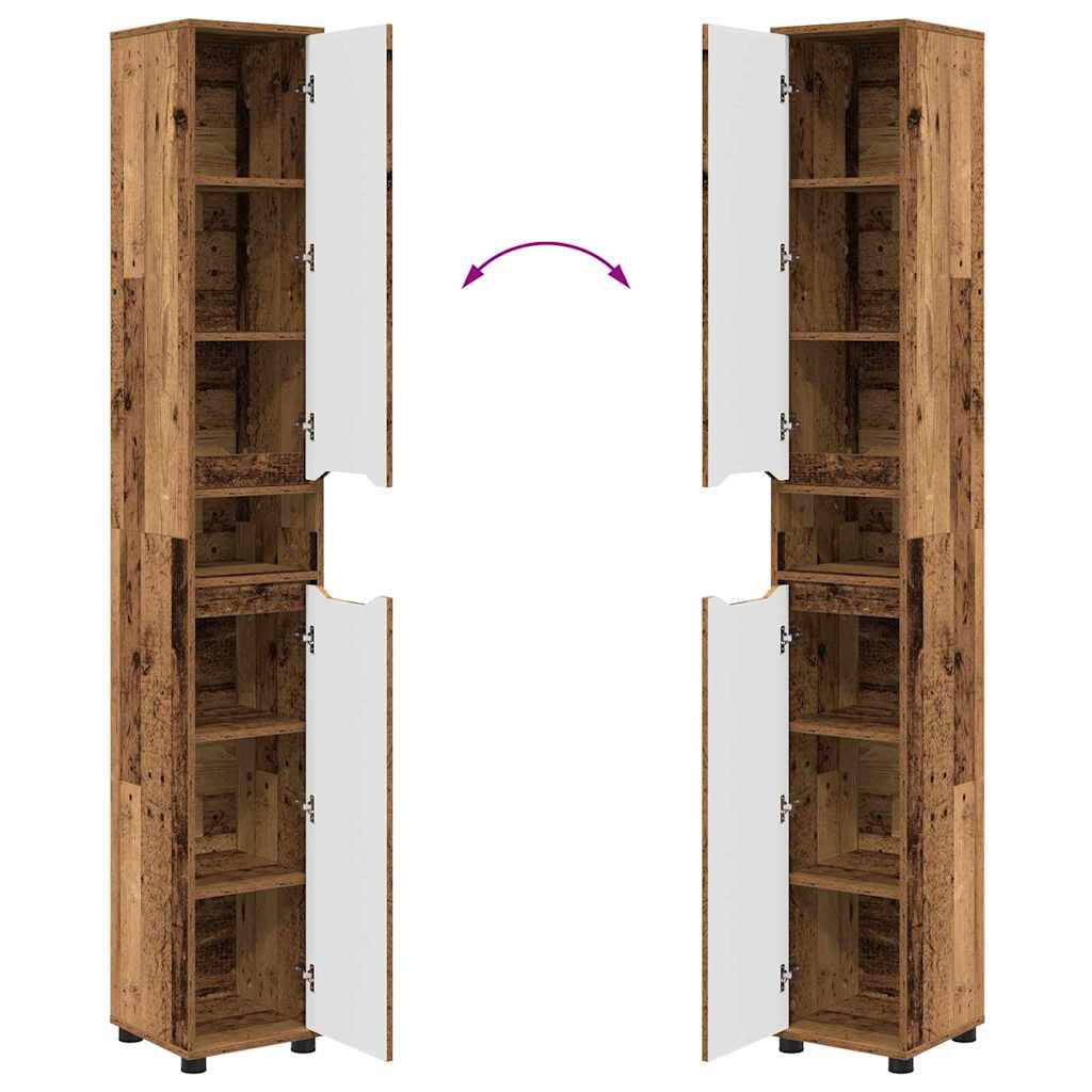 Badkamer Kast Oud Hout 30,5 x 30 x 195 cm Bewerkt hout