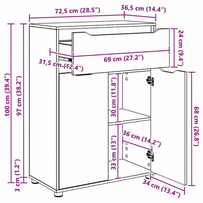 Badkamer Kast met lade Zwart 72,5 x 36,5 x 100 cm Bewerkt hout