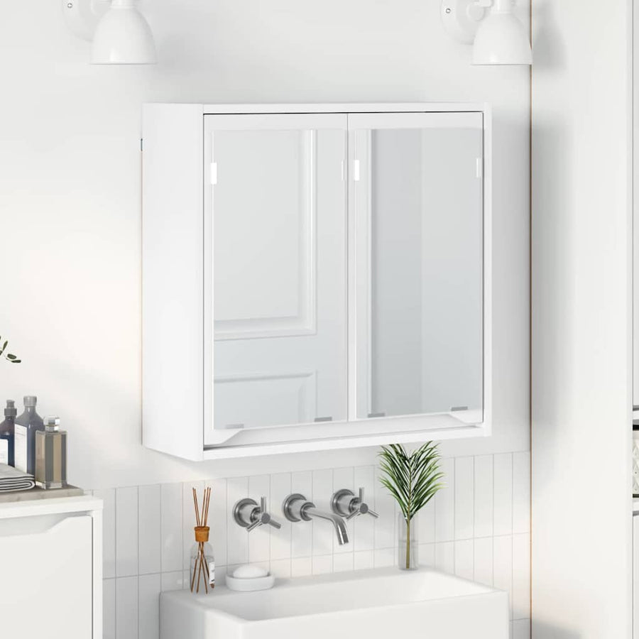 Badkamer spiegelkast met plank Wit 60 x 20 x 60 cm Bewerkt hout