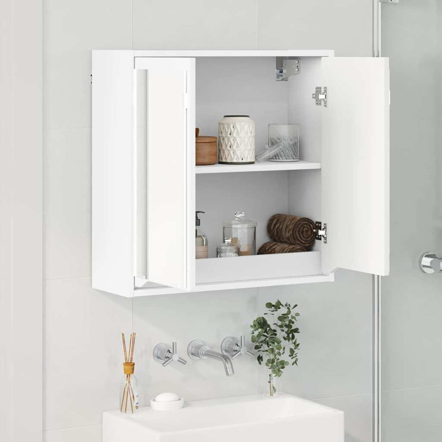 Badkamer spiegelkast met plank Wit 60 x 20 x 60 cm Bewerkt hout