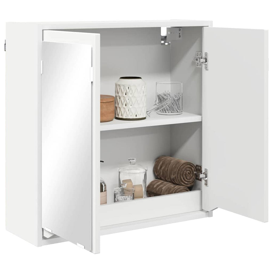 Badkamer spiegelkast met plank Wit 60 x 20 x 60 cm Bewerkt hout