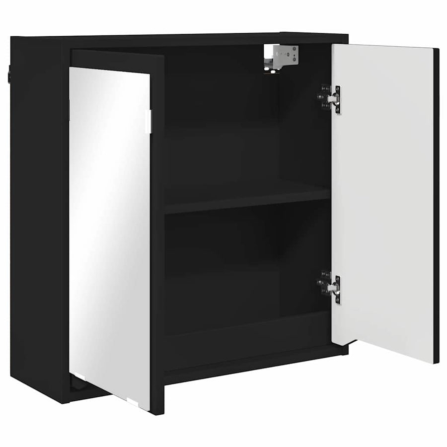 Badkamer spiegelkast Zwart 60 x 20 x 60 cm Bewerkt hout