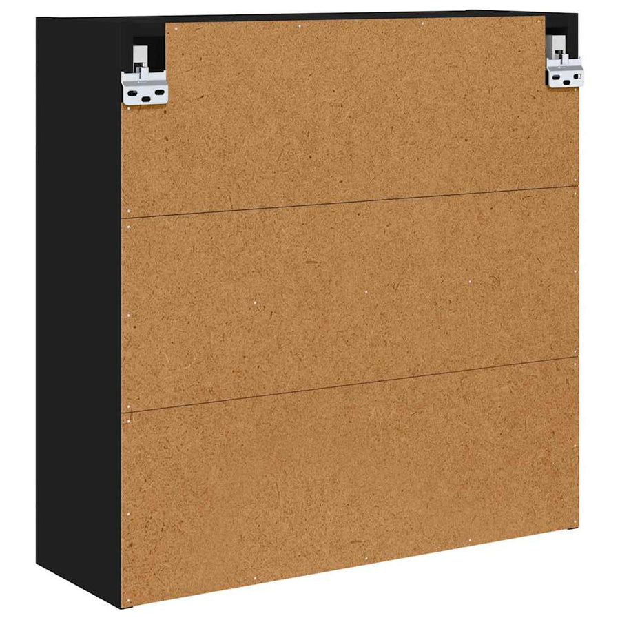 Badkamer spiegelkast Zwart 60 x 20 x 60 cm Bewerkt hout