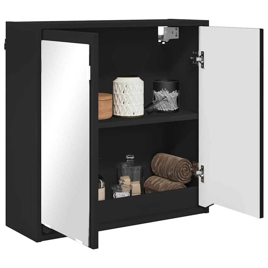 Badkamer spiegelkast Zwart 60 x 20 x 60 cm Bewerkt hout
