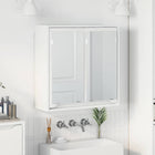 Bathroom mirror cabinet High-gloss white 60 x 20 x 60 cm Engineered wood