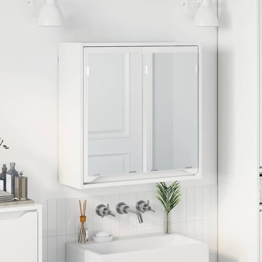 Badkamer spiegelkast Hoogglans wit 60 x 20 x 60 cm Bewerkt hout