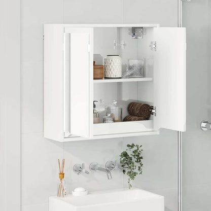 Badkamer spiegelkast Hoogglans wit 60 x 20 x 60 cm Bewerkt hout