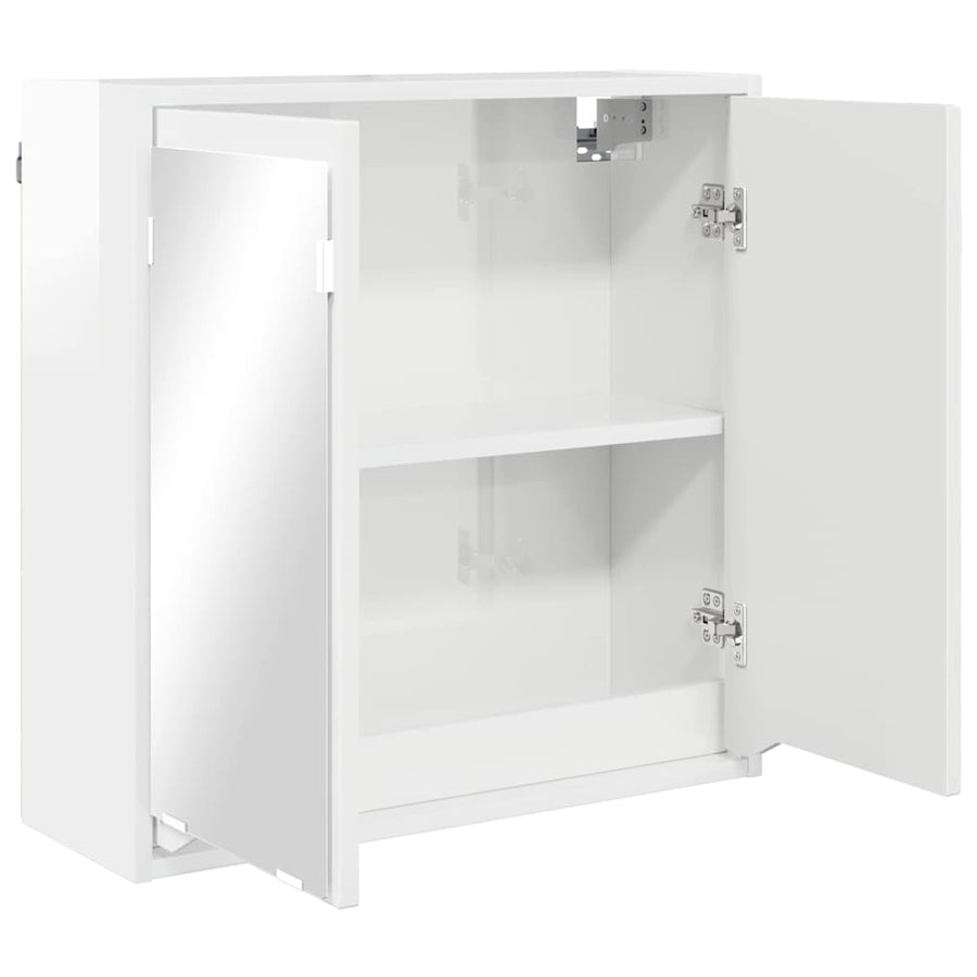 Badkamer spiegelkast Hoogglans wit 60 x 20 x 60 cm Bewerkt hout