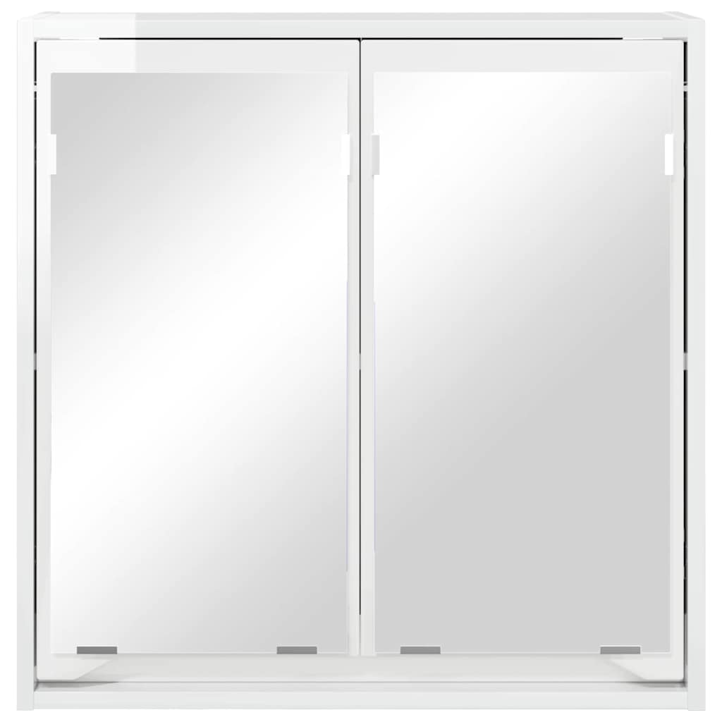 Badkamer spiegelkast Hoogglans wit 60 x 20 x 60 cm Bewerkt hout