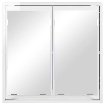 Badkamer spiegelkast Hoogglans wit 60 x 20 x 60 cm Bewerkt hout