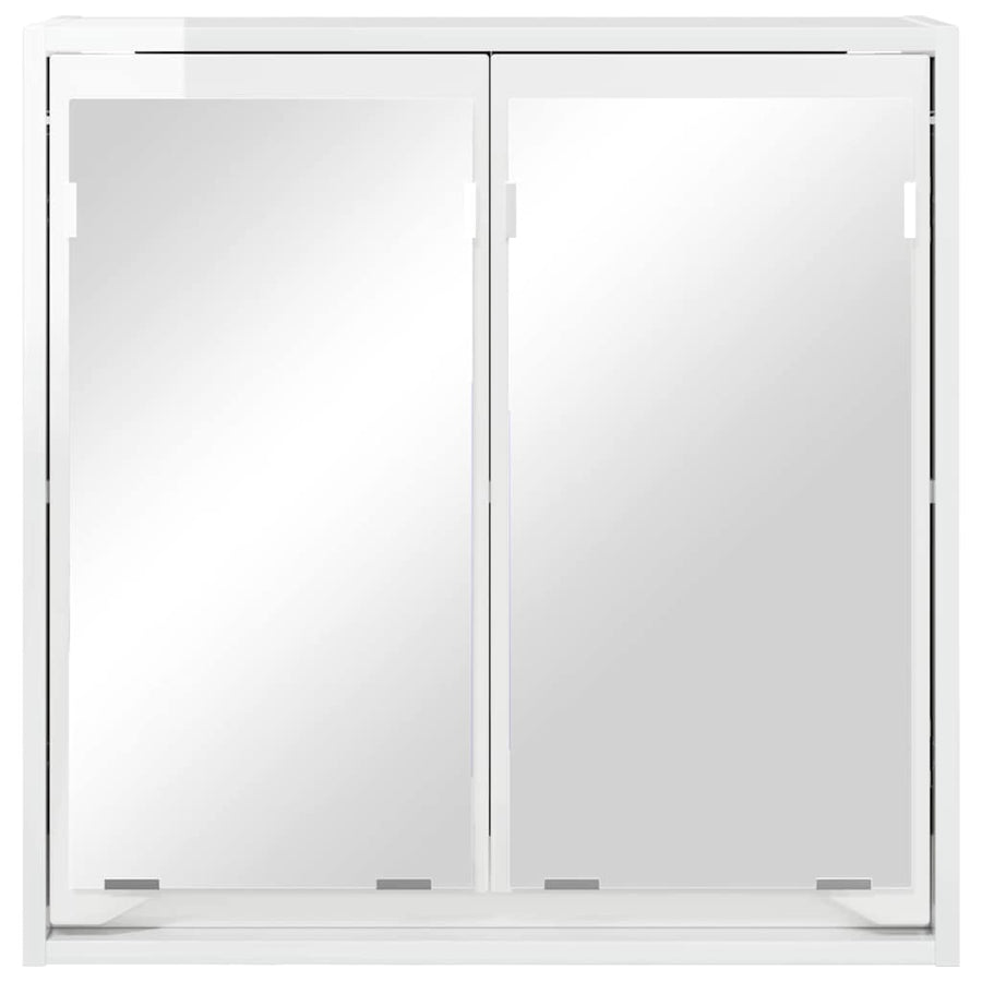 Badkamer spiegelkast Hoogglans wit 60 x 20 x 60 cm Bewerkt hout