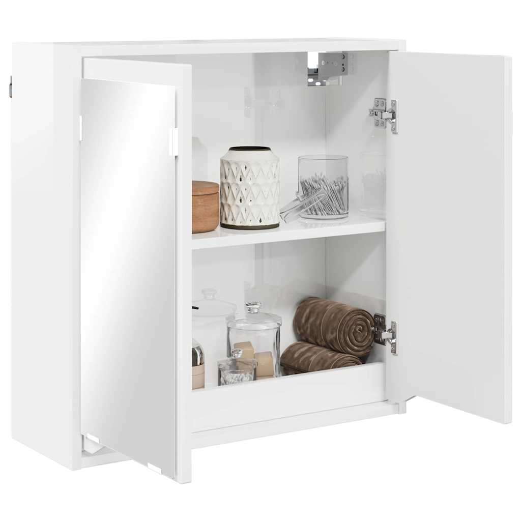 Badkamer spiegelkast Hoogglans wit 60 x 20 x 60 cm Bewerkt hout