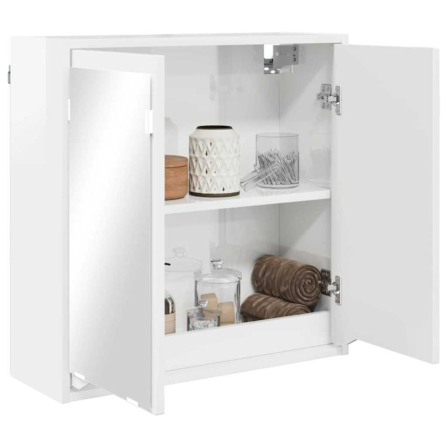 Badkamer spiegelkast Hoogglans wit 60 x 20 x 60 cm Bewerkt hout