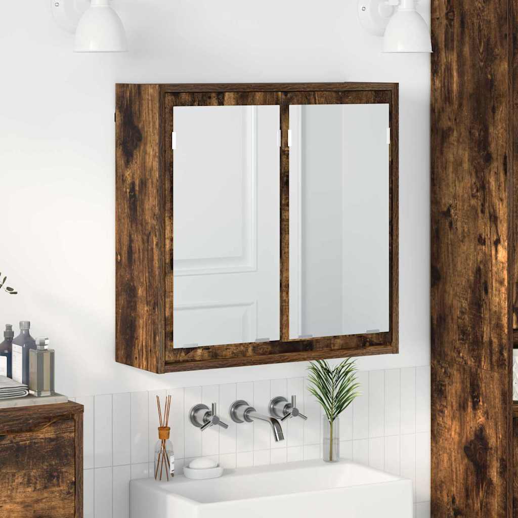 Badkamer spiegelkast Gerookt eiken 60 x 20 x 60 cm Bewerkt hout