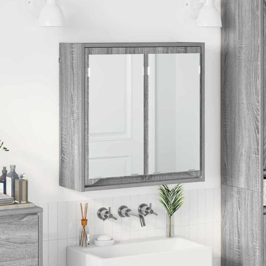 Badkamer spiegelkast Grijs Sonoma 60 x 20 x 60 cm Bewerkt hout