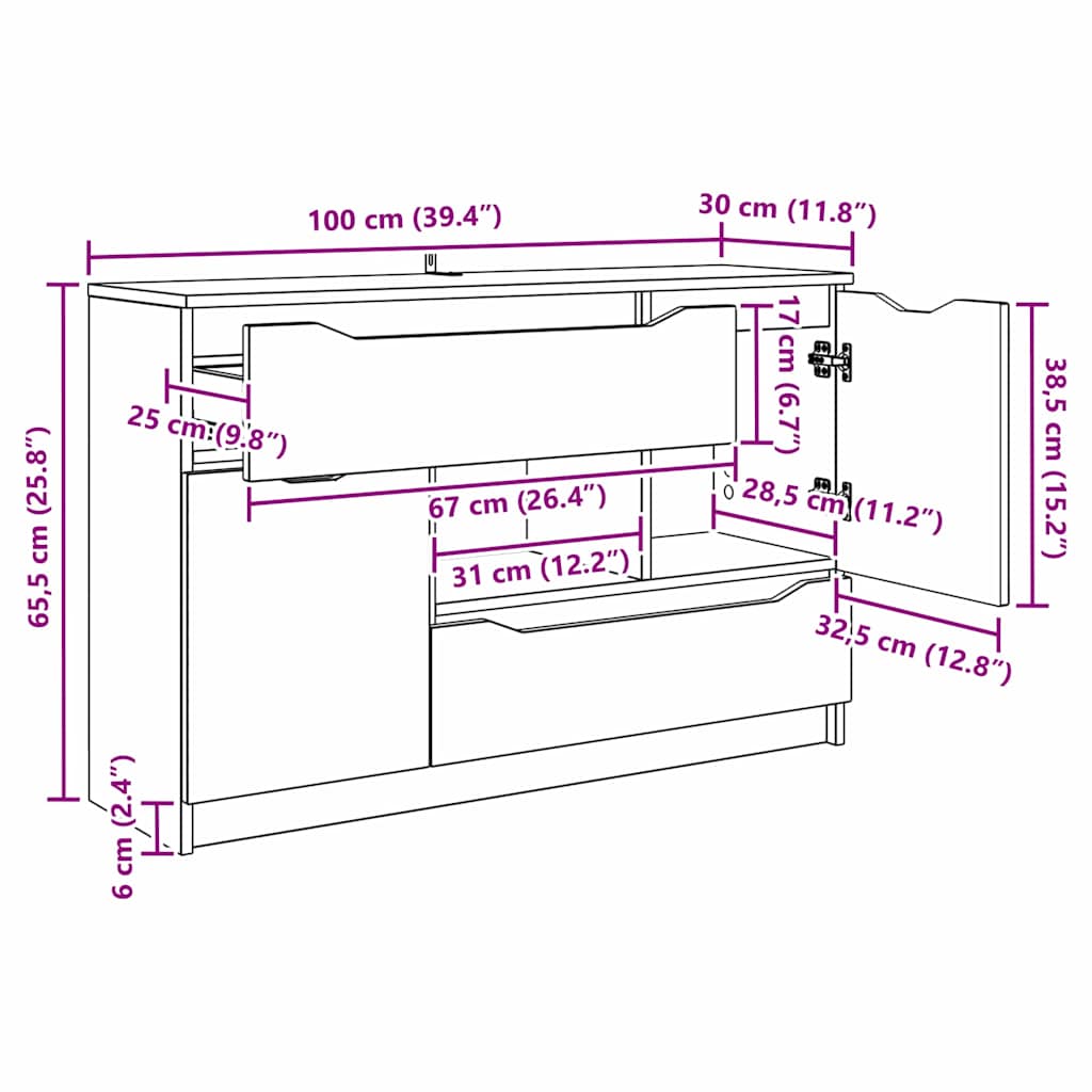Dressoir Met Lade Beton Grijs 100 X 30 X 65,6 Bewerkt Hout Betongrijs