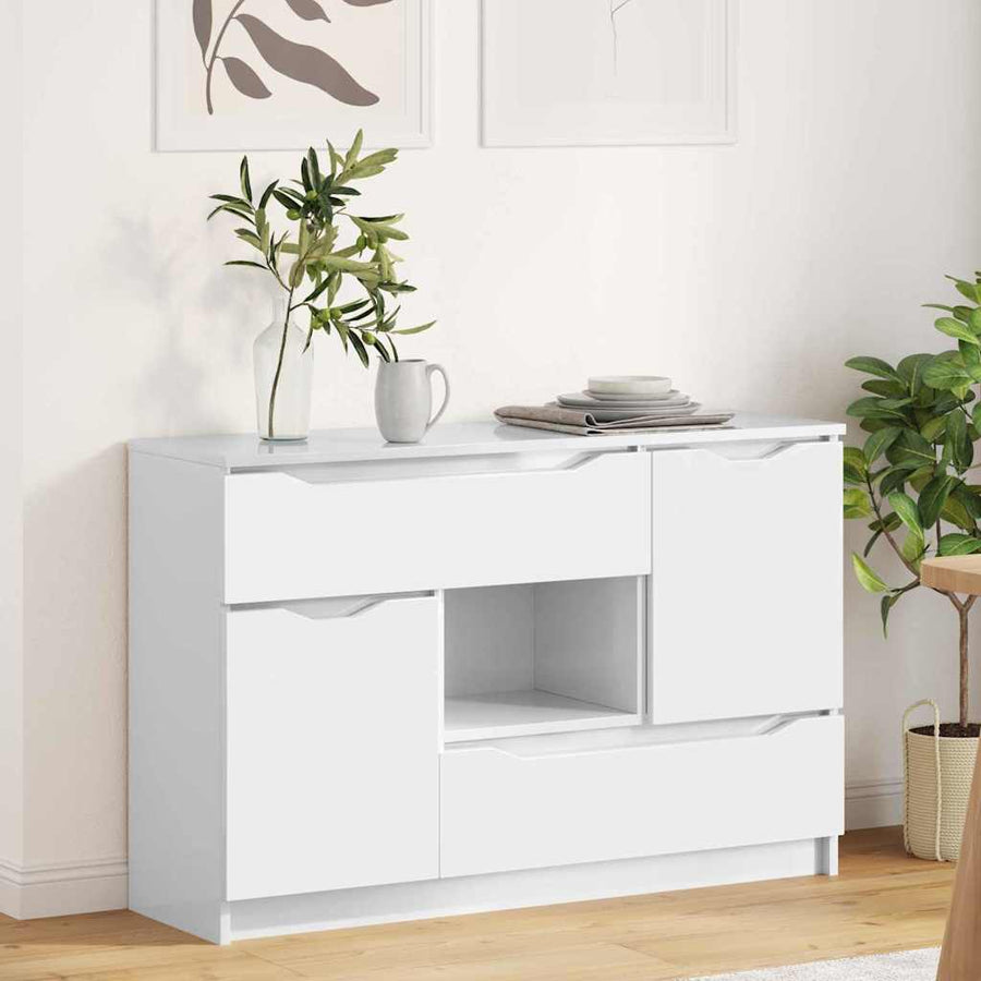 Dressoir met lade Hoogglans wit 100 x 30 x 65,6 Bewerkt hout