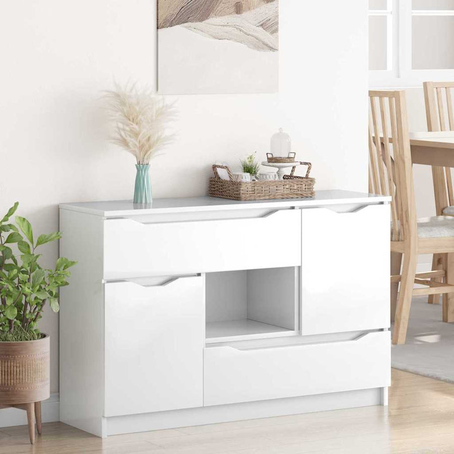 Dressoir met lade Hoogglans wit 100 x 30 x 65,6 Bewerkt hout