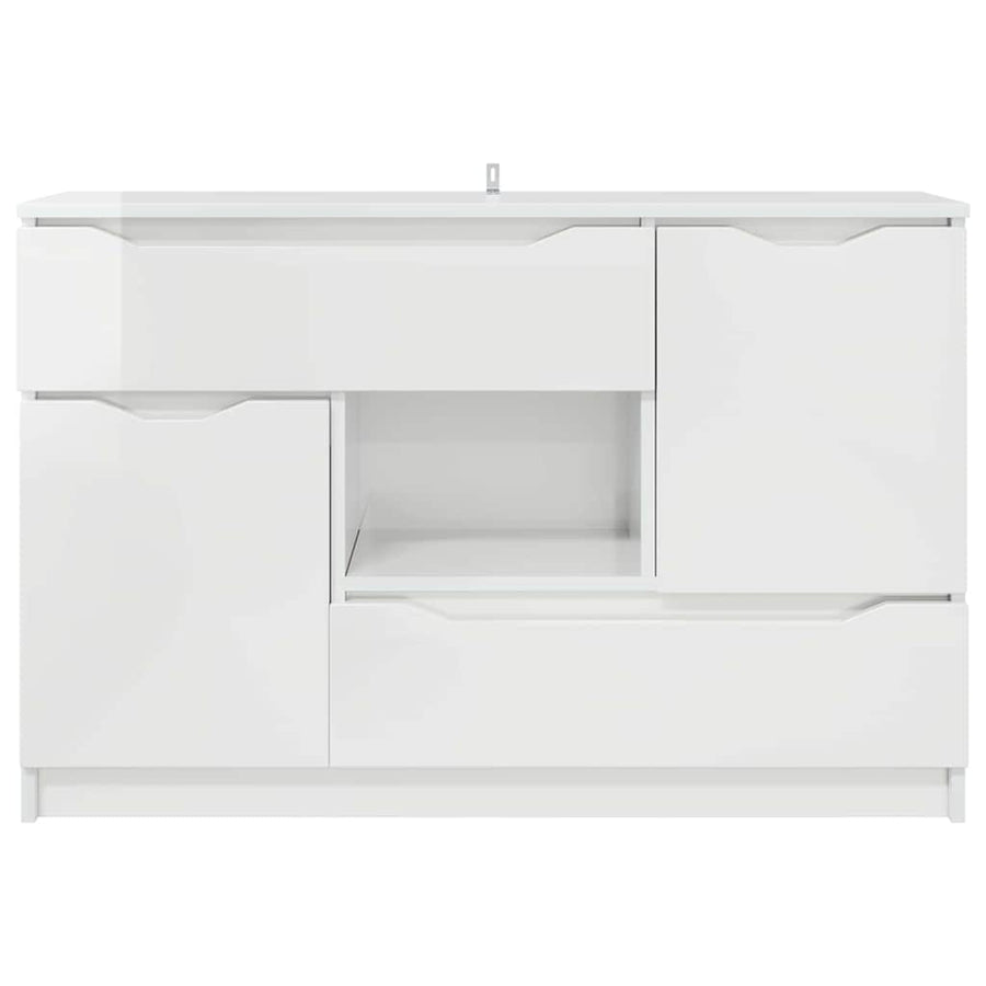 Dressoir met lade Hoogglans wit 100 x 30 x 65,6 Bewerkt hout