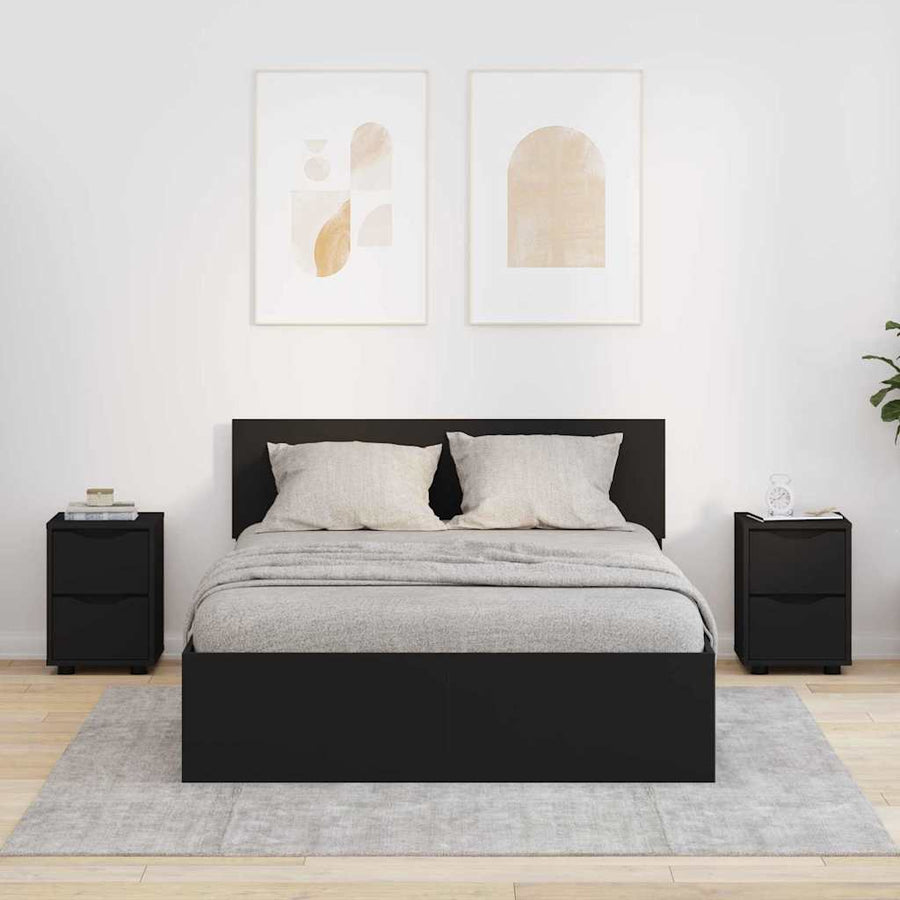 Nachtkastjes 2 pcs Zwart 30,5 x 30 x 43 cm Bewerkt hout