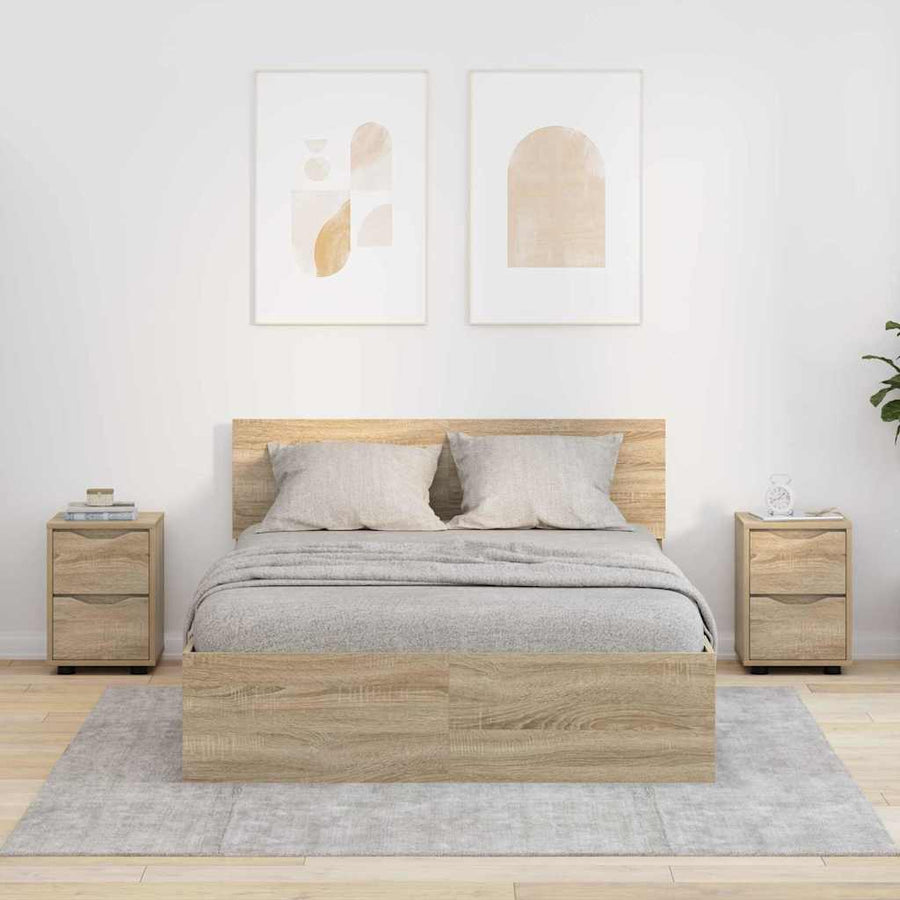 Nachtkastjes 2 pcs Sonoma Eiken 30,5 x 30 x 43 cm Bewerkt hout