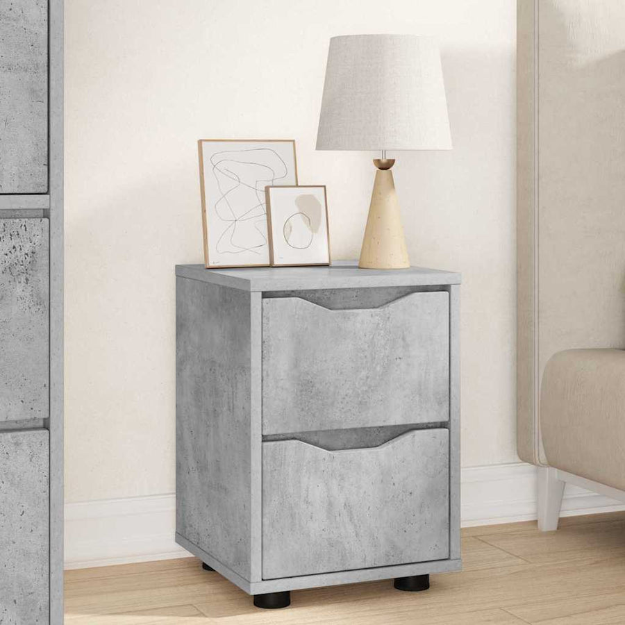 Nachtkastjes 2 pcs Beton Grijs 30,5 x 30 x 43 cm Bewerkt hout