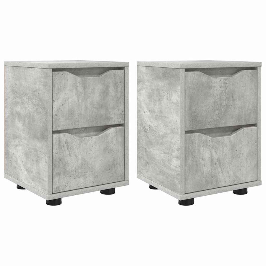 Nachtkastjes 2 pcs Beton Grijs 30,5 x 30 x 43 cm Bewerkt hout