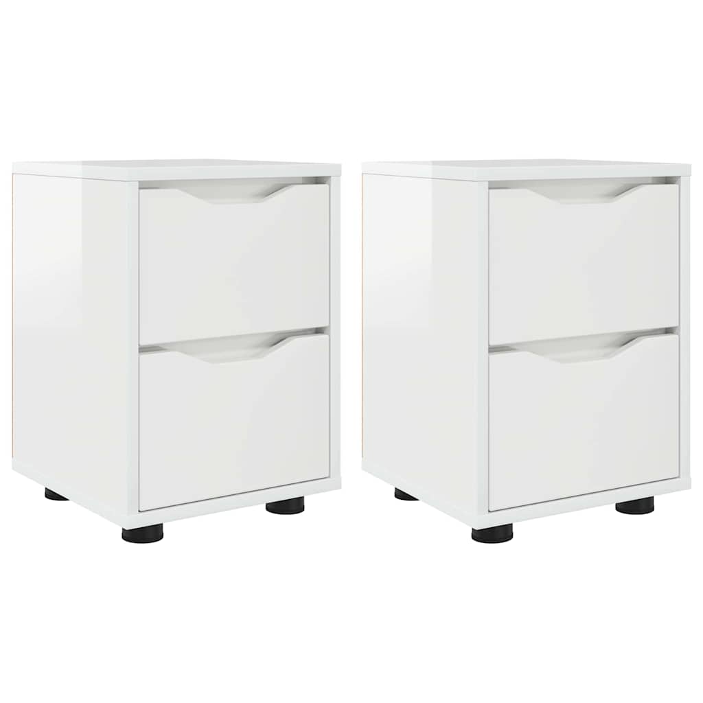Nachtkastjes 2 pcs Hoogglans wit 30,5 x 30 x 43 cm Bewerkt hout