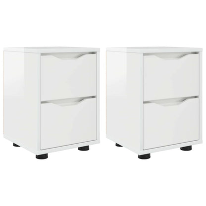 Nachtkastjes 2 pcs Hoogglans wit 30,5 x 30 x 43 cm Bewerkt hout
