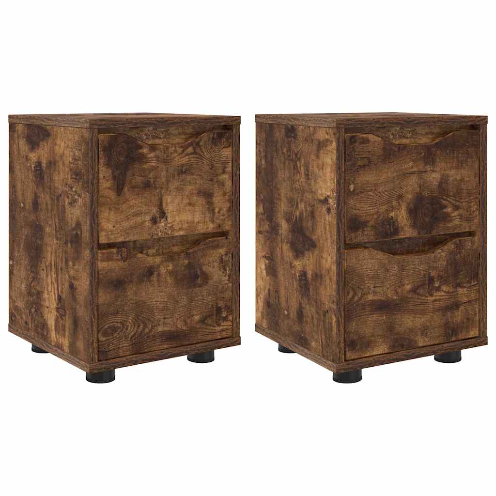 Nachtkastjes 2 pcs Gerookt eiken 30,5 x 30 x 43 cm Bewerkt hout