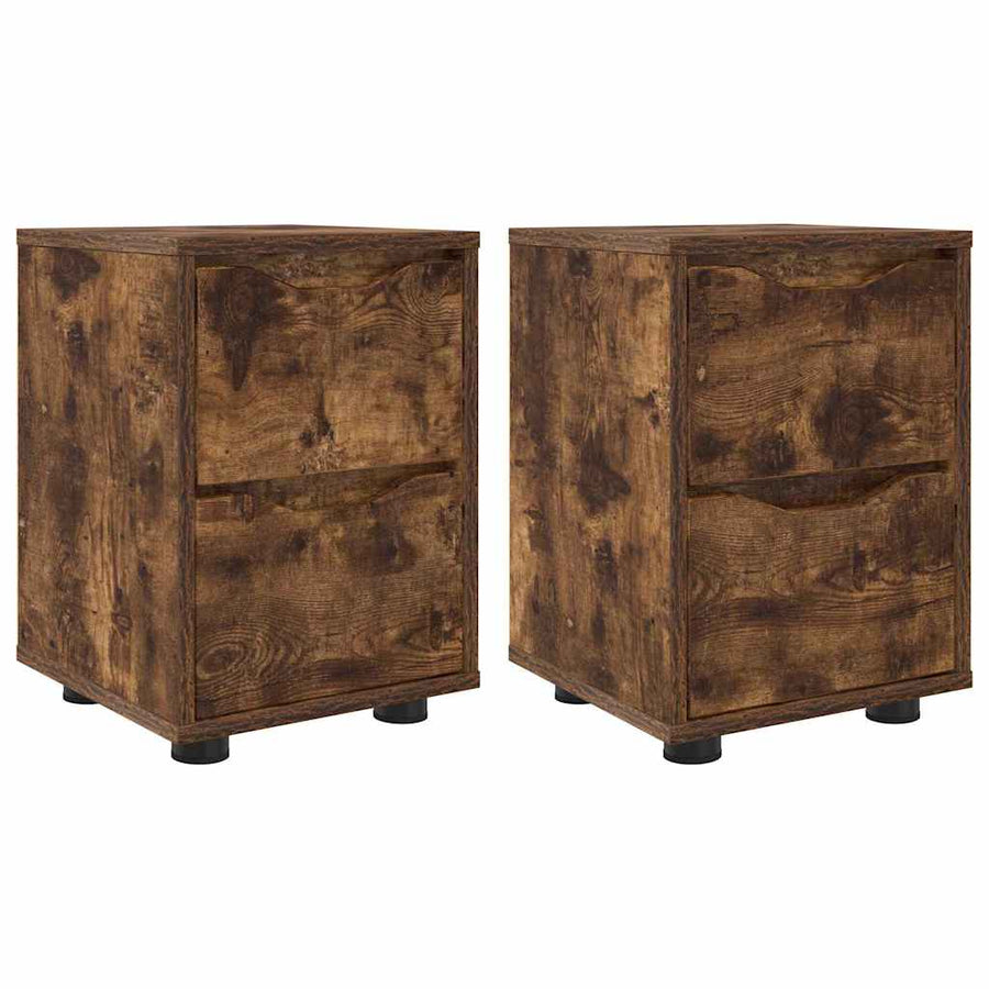 Nachtkastjes 2 pcs Gerookt eiken 30,5 x 30 x 43 cm Bewerkt hout