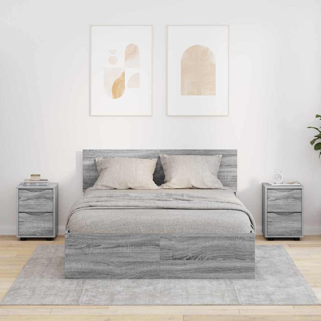 Nachtkastjes 2 pcs Grijs Sonoma 30,5 x 30 x 43 cm Bewerkt hout