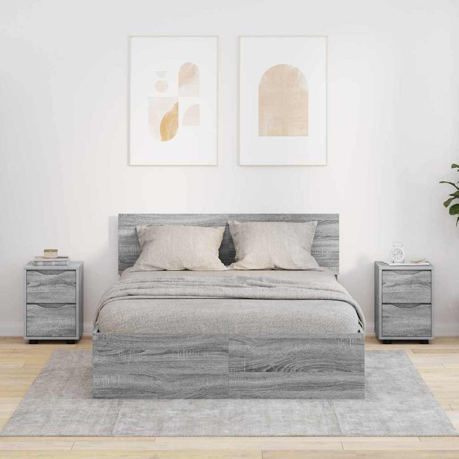 Nachtkastjes 2 pcs Grijs Sonoma 30,5 x 30 x 43 cm Bewerkt hout