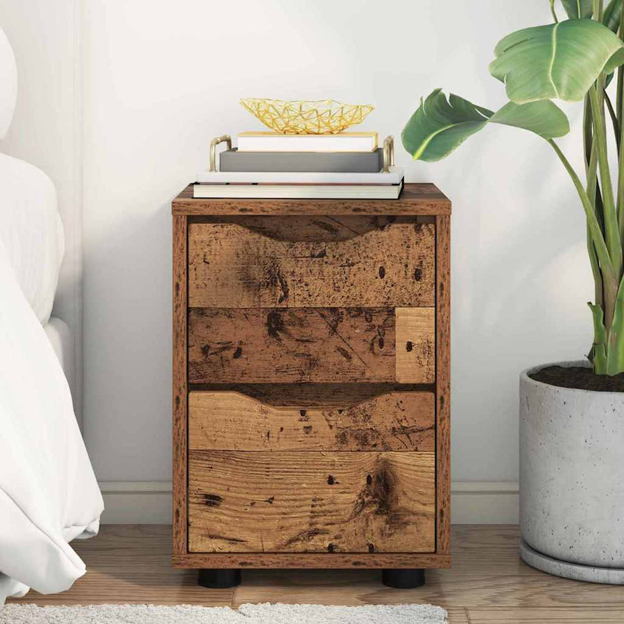 Nachtkastje met lade Oud Hout 30,5 x 30 x 43 cm Bewerkt hout