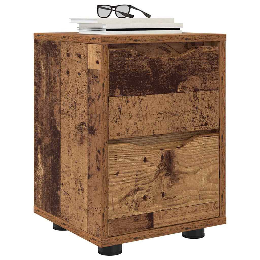 Nachtkastje met lade Oud Hout 30,5 x 30 x 43 cm Bewerkt hout
