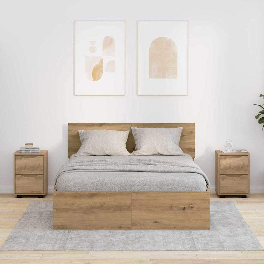 Nachtkastjes 2 pcs Artisan Eiken 30,5 x 30 x 43 cm Bewerkt hout