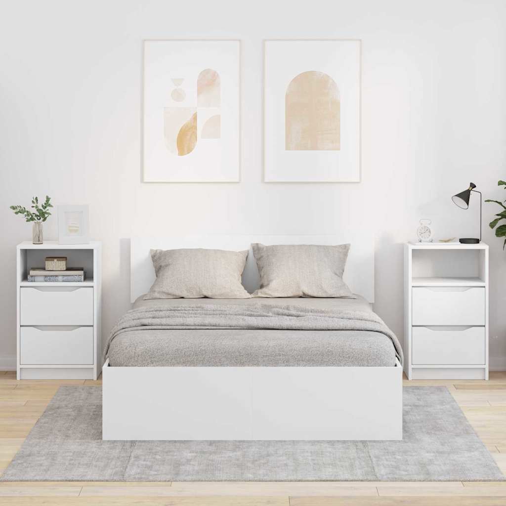 Nachtkastjes met lade 2 pcs Wit 40 x 30 x 467 cm Bewerkt hout