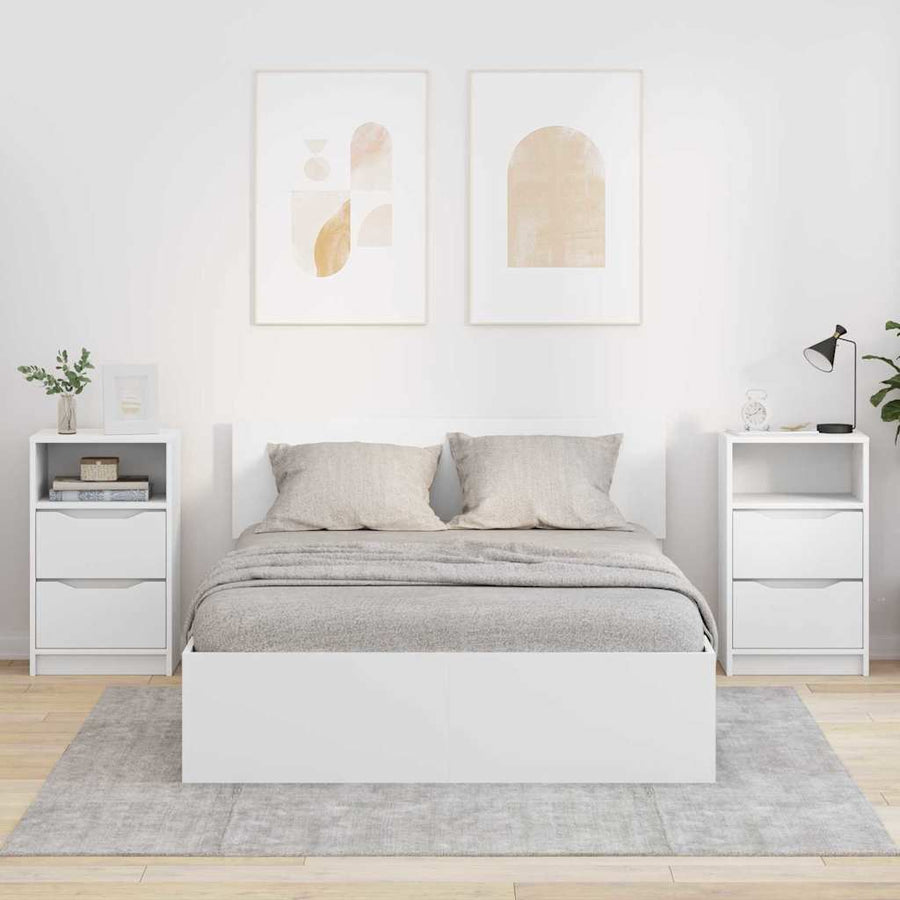 Nachtkastjes met lade 2 pcs Wit 40 x 30 x 467 cm Bewerkt hout