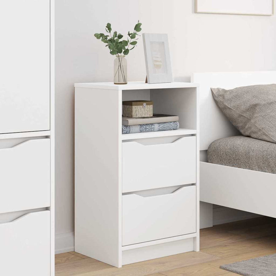 Nachtkastjes met lade 2 pcs Wit 40 x 30 x 467 cm Bewerkt hout