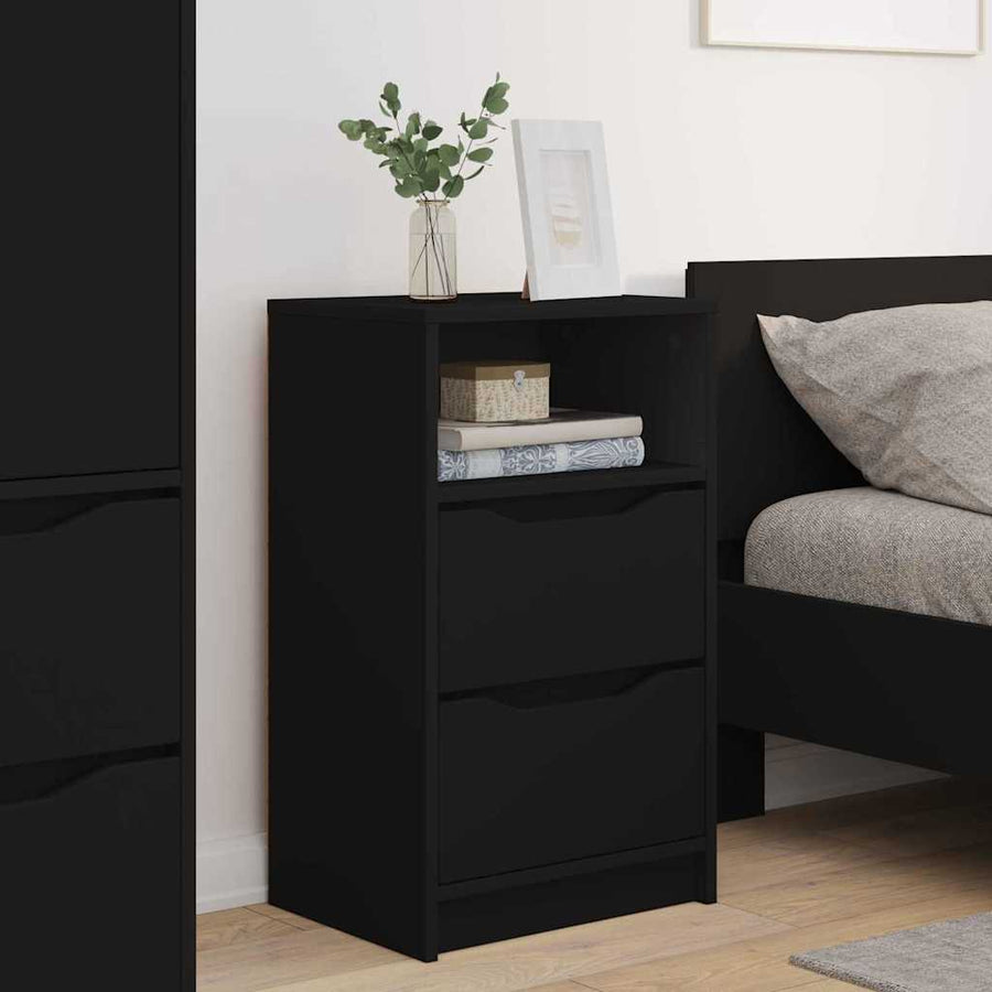 Nachtkastjes met lade 2 pcs Zwart 40 x 30 x 467 cm Bewerkt hout