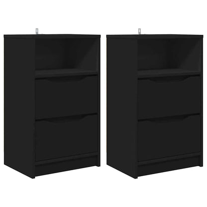 Nachtkastjes met lade 2 pcs Zwart 40 x 30 x 467 cm Bewerkt hout